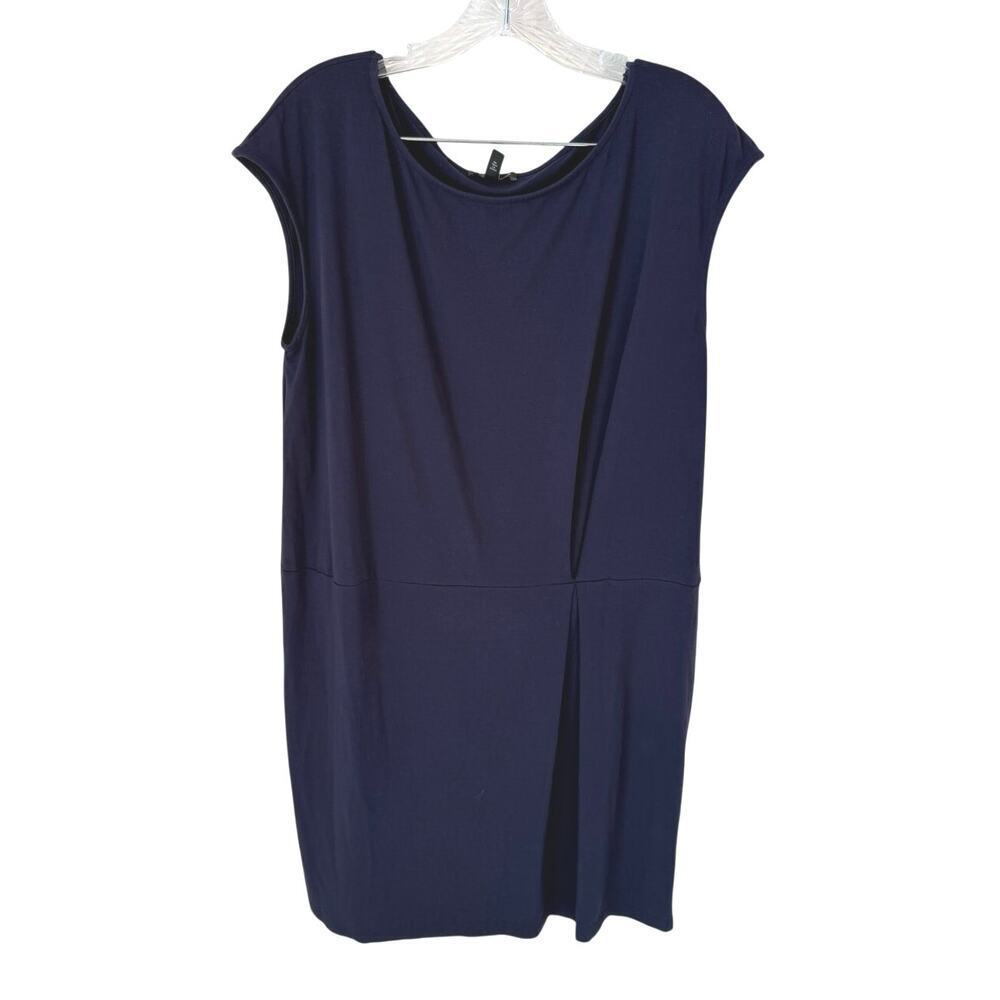Eileen Fisher Pin Tuck Cap Sleeve Shift Dress Size Large